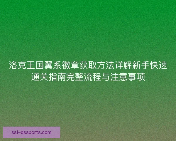 洛克王国翼系徽章获取方法详解新手快速通关指南完整流程与注意事项